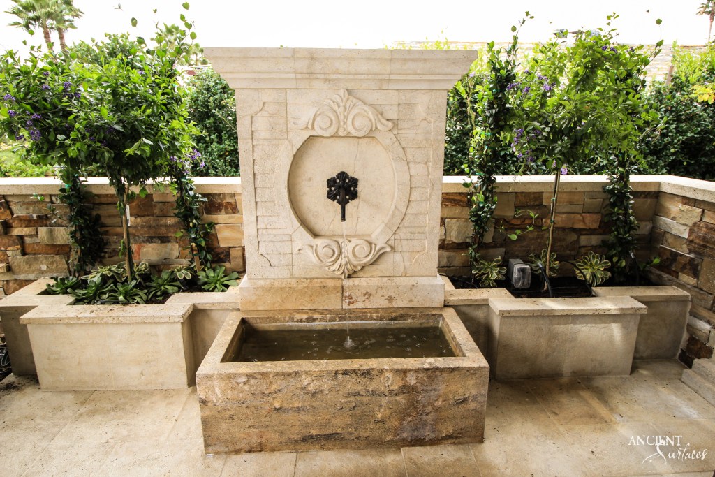 Stone wall fountains
Reclaimed limestone wall fountain
Ancient Surfaces
Limestone wall fountains with engravings
Old world vintage fountain 
Reclaimed wall fountain